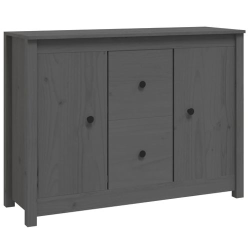 Buffet Gris 100x35x74 Cm Bois Massif De Pin