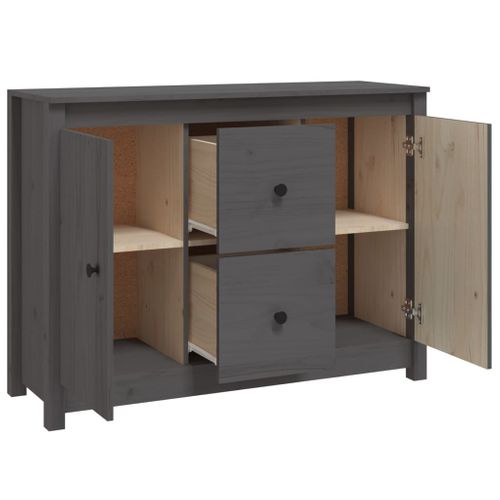 Buffet Gris 100x35x74 Cm Bois Massif De Pin