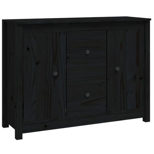 Buffet Noir 100x35x74 Cm Bois Massif De Pin