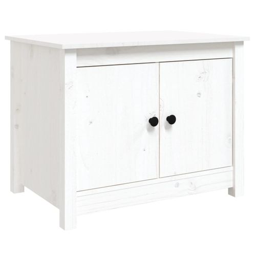 Table Basse Blanc 71x49x55 Cm Bois Massif De Pin