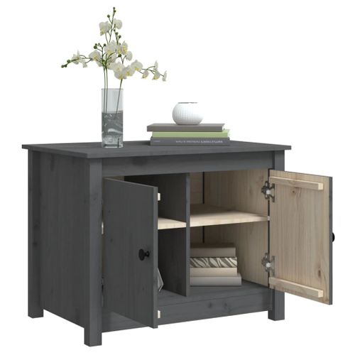 Table Basse Gris 71x49x55 Cm Bois Massif De Pin
