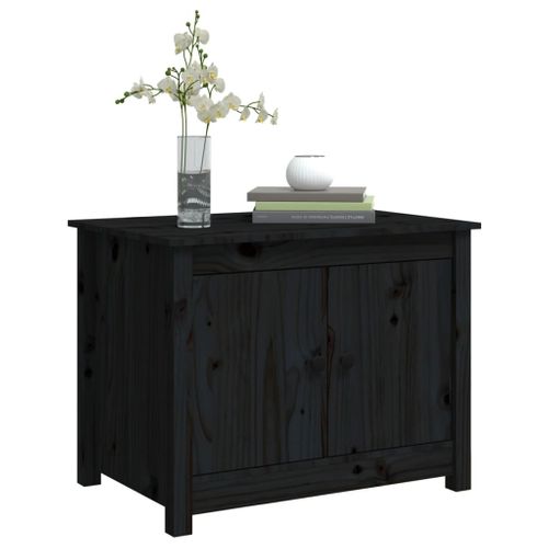 Table Basse Noir 71x49x55 Cm Bois Massif De Pin