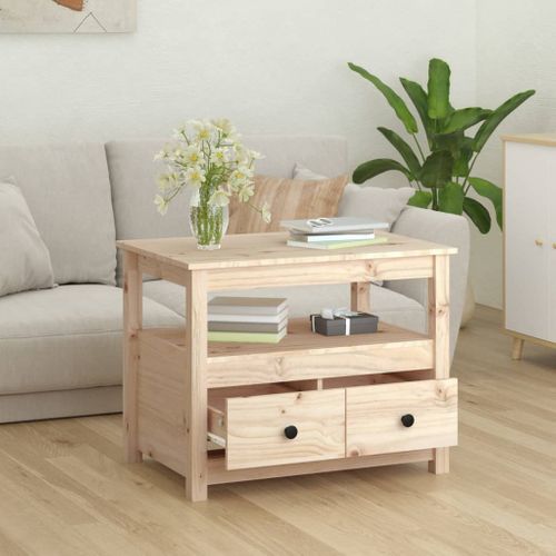 Table Basse 71x49x55 Cm Bois Massif De Pin