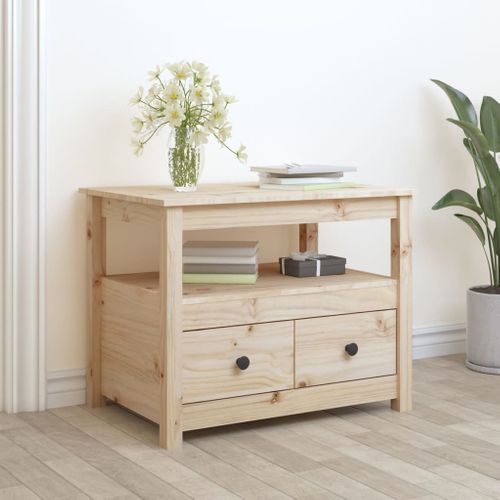 Table Basse 71x49x55 Cm Bois Massif De Pin