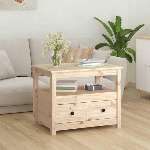 Table Basse 71x49x55 Cm Bois Massif De Pin