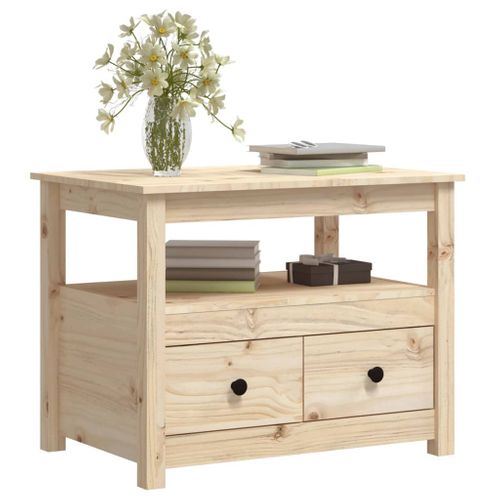 Table Basse 71x49x55 Cm Bois Massif De Pin