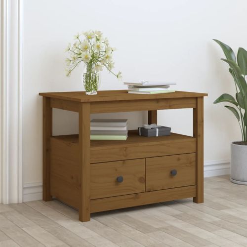 Table Basse Marron Miel 71x49x55 Cm Bois Massif De Pin