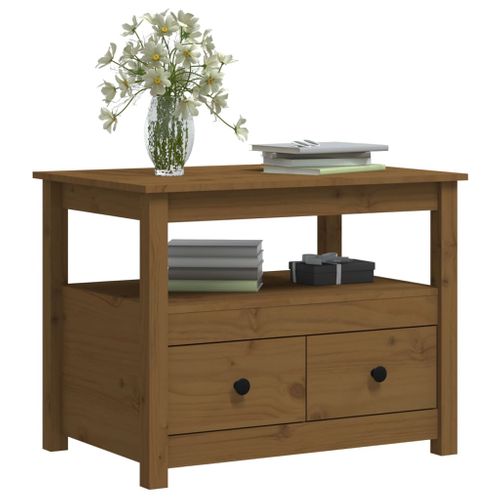 Table Basse Marron Miel 71x49x55 Cm Bois Massif De Pin