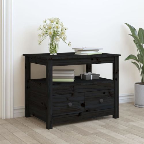 Table Basse Noir 71x49x55 Cm Bois Massif De Pin