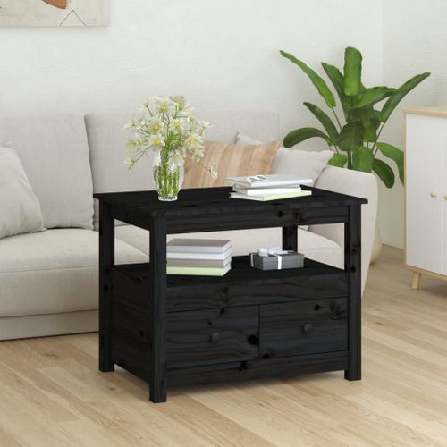 Table Basse Noir 71x49x55 Cm Bois Massif De Pin