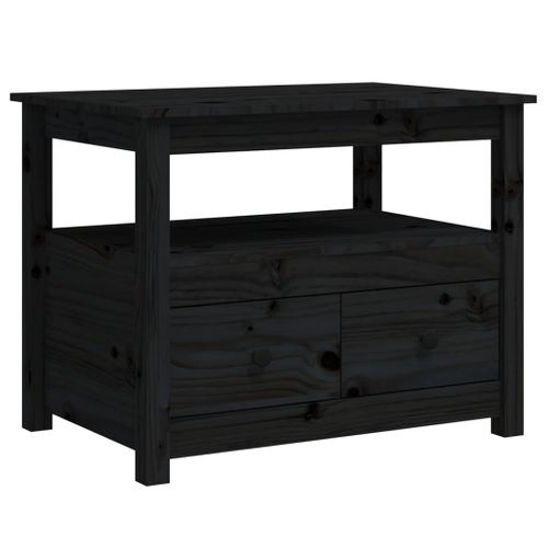 Table Basse Noir 71x49x55 Cm Bois Massif De Pin