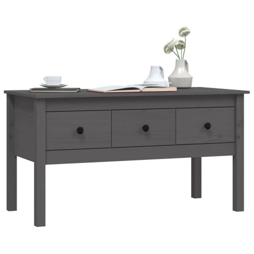 Table Basse Gris 102x49x55 Cm Bois Massif De Pin