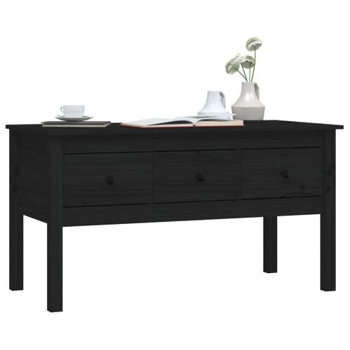 Table Basse Noir 102x49x55 Cm Bois Massif De Pin