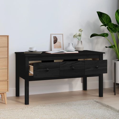 Table Basse Noir 102x49x55 Cm Bois Massif De Pin