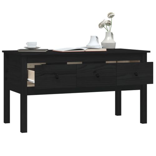 Table Basse Noir 102x49x55 Cm Bois Massif De Pin
