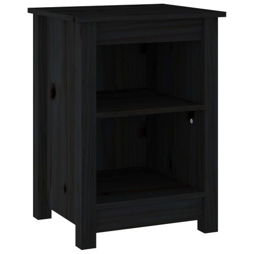 Table De Chevet Noir 40x35x55 Cm Bois De Pin Solide