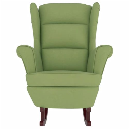 Fauteuil à Bascule à Oreilles En Velours Vert Clair Bois Massif