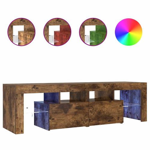 Meuble TV Avec Lumières LED Chêne Fumé 140x36,5x40 Cm