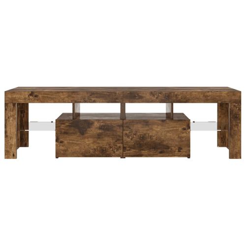 Meuble TV Avec Lumières LED Chêne Fumé 140x36,5x40 Cm