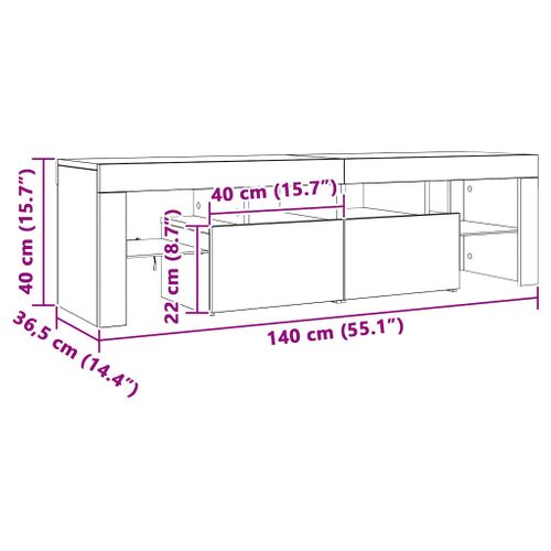Meuble TV Avec Lumières LED Chêne Fumé 140x36,5x40 Cm