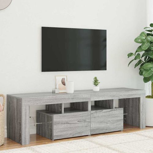 Meuble TV Avec Lumières LED Sonoma Gris 140x36,5x40 Cm