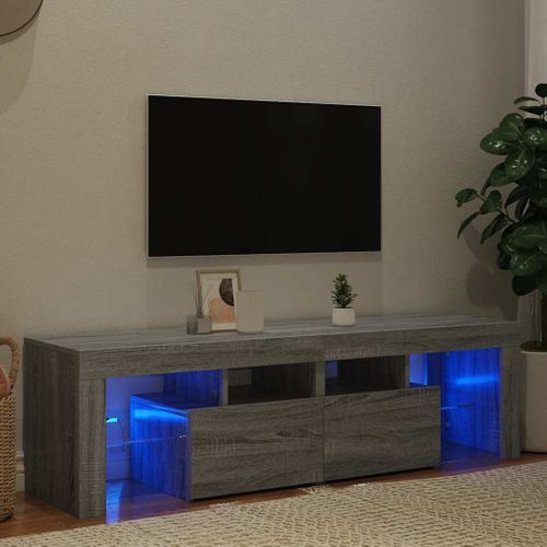 Meuble TV Avec Lumières LED Sonoma Gris 140x36,5x40 Cm