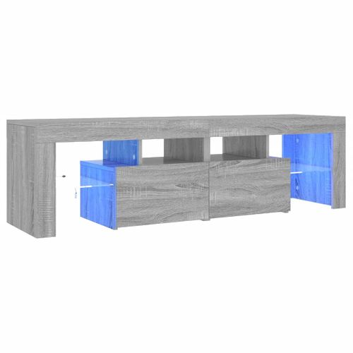 Meuble TV Avec Lumières LED Sonoma Gris 140x36,5x40 Cm