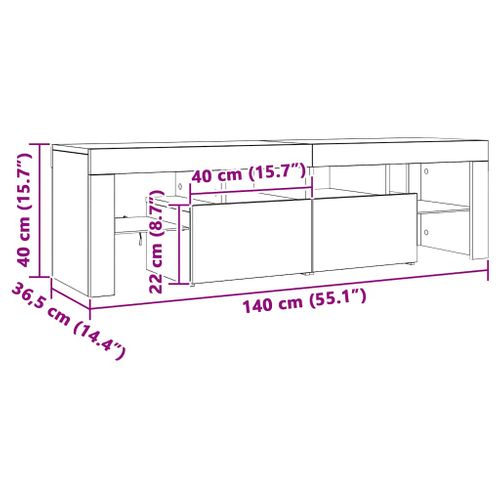 Meuble TV Avec Lumières LED Sonoma Gris 140x36,5x40 Cm