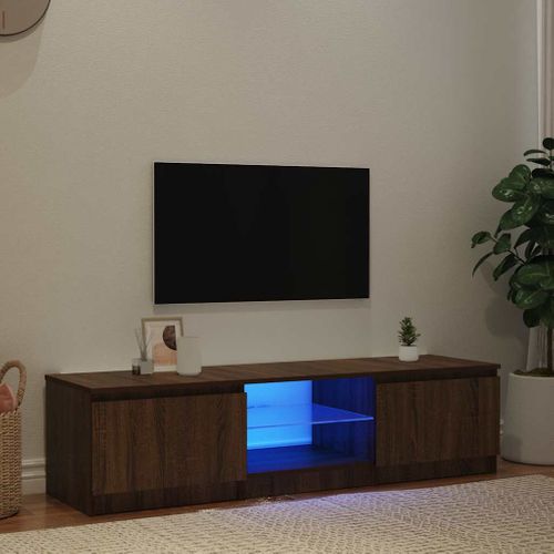 Meuble TV Avec Lumières LED Chêne Marron 140x40x36 Cm