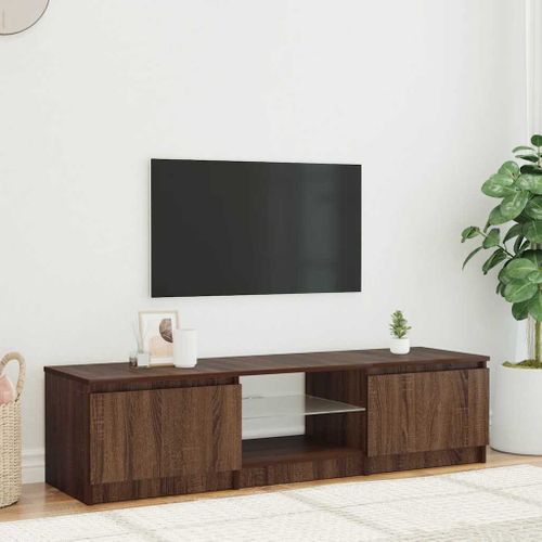 Meuble TV Avec Lumières LED Chêne Marron 140x40x36 Cm