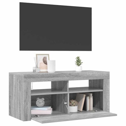 Meuble TV Avec Lumières LED Sonoma Gris 90x35x40 Cm