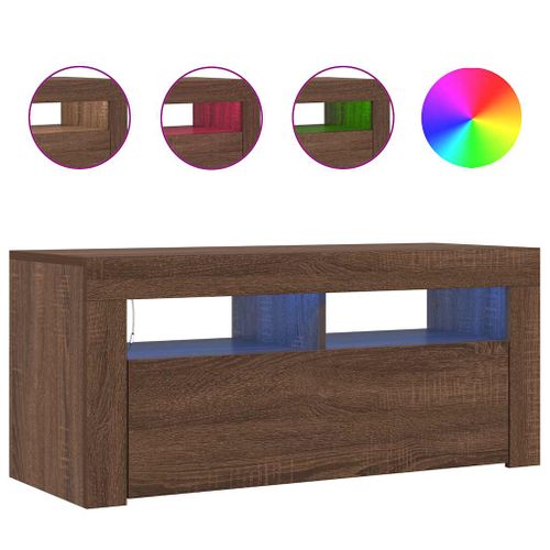 Meuble TV Avec Lumières LED Chêne Marron 90x35x40 Cm