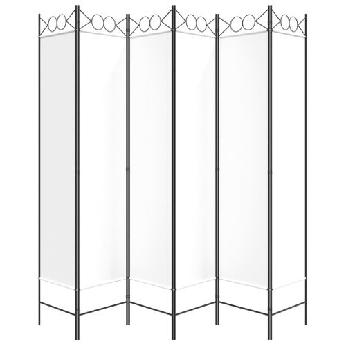 Cloison De Séparation Pliable à 6 Panneaux En Tissu Blanc 240 X 200 Cm