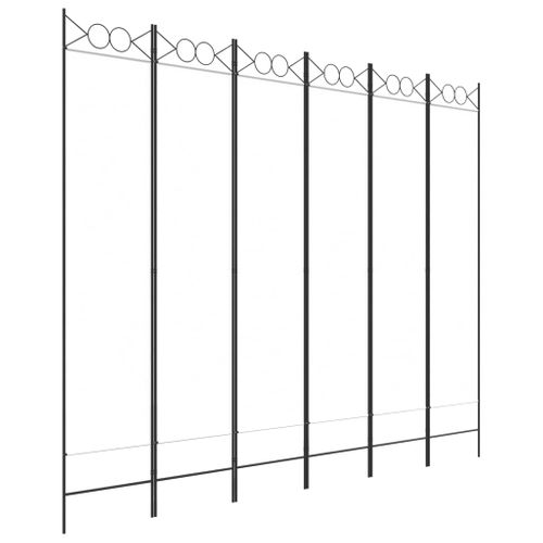 Cloison De Séparation Pliable à 6 Panneaux En Tissu Blanc 240 X 200 Cm