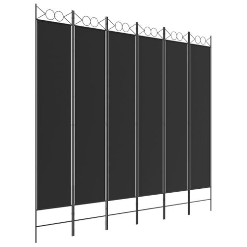 Paravent 6 Panneaux Noir 240x220 Cm Tissu