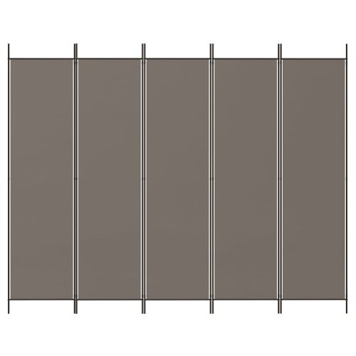 Cloison De Séparation 5 Panneaux Pliable En Tissu Anthracite 250 X 220 Cm
