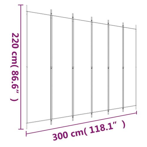 Cloison De Séparation Pliable à 6 Panneaux En Tissu Blanc 300 X 220 Cm