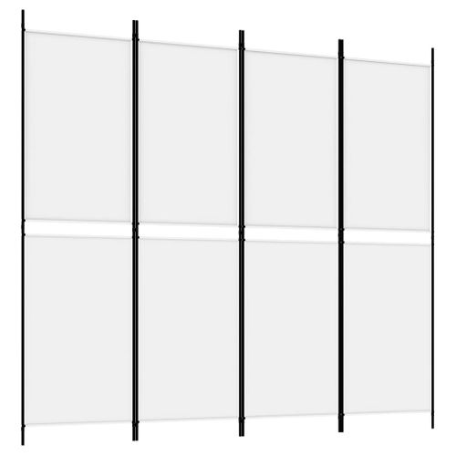 Cloison De Séparation 4 Panneaux Blanc 200x180 Cm Tissu