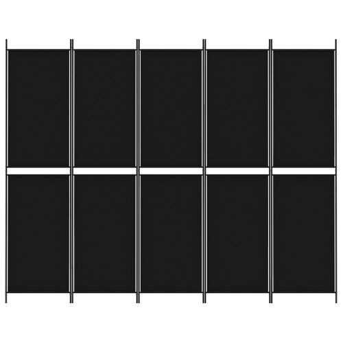 Paravent 5 Panneaux Noir 250x200 Cm Tissu