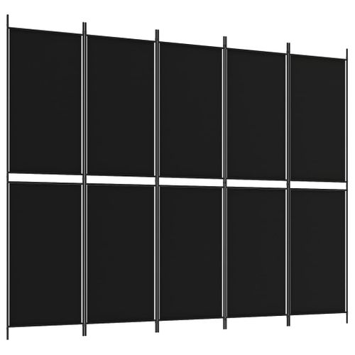 Paravent 5 Panneaux Noir 250x200 Cm Tissu