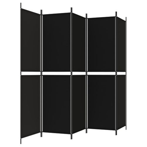 Paravent 5 Panneaux Noir 250x200 Cm Tissu