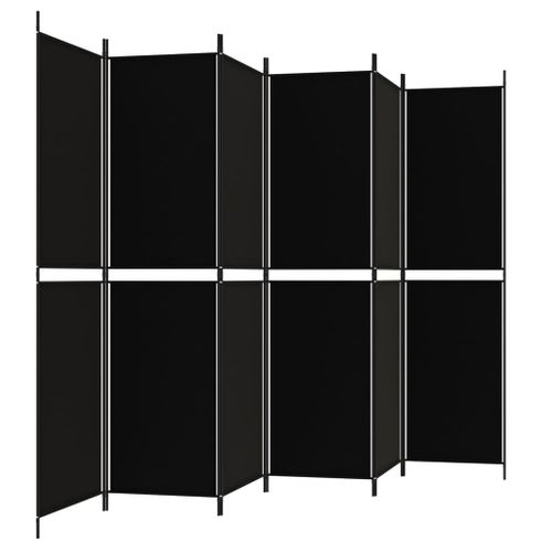Paravent 6 Panneaux Noir 300x200 Cm Tissu