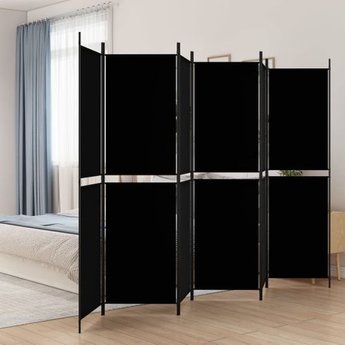 Paravent 6 Panneaux Noir 300x200 Cm Tissu