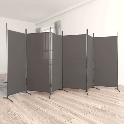 Cloison De Séparation 6 Panneaux Anthracite 520x180 Cm Tissu