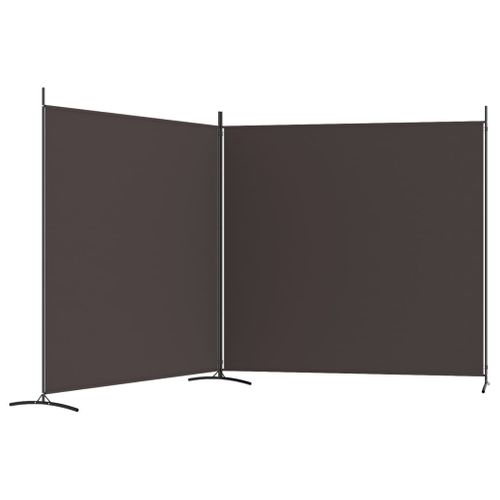 Paravent 2 Panneaux Marron 348x180 Cm Tissu