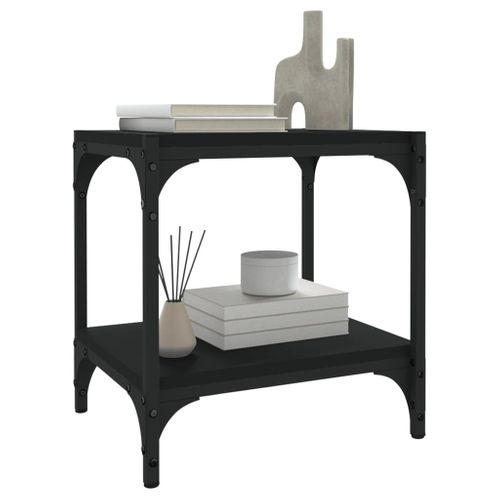 Meuble TV Noir 40x33x41 Cm Bois Contreplaqué Et Acier