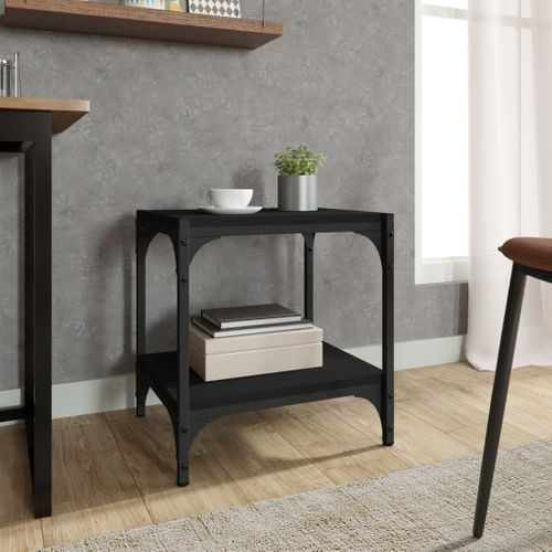 Meuble TV Noir 40x33x41 Cm Bois Contreplaqué Et Acier