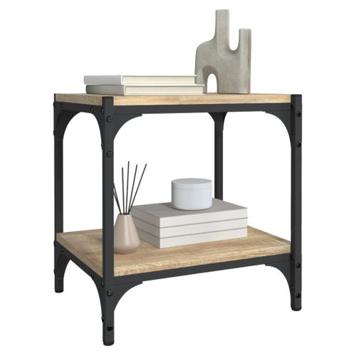 Meuble TV Chêne Sonoma 40x33x41 Cm Bois Contreplaqué Et Acier