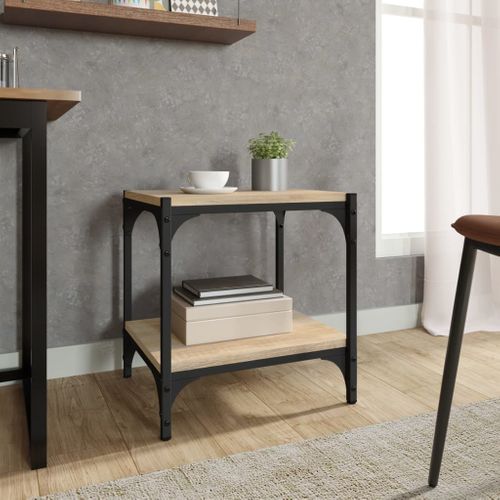 Meuble TV Chêne Sonoma 40x33x41 Cm Bois Contreplaqué Et Acier