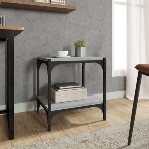 Meuble TV Sonoma Gris 40x33x41 Cm Bois Contreplaqué Et Acier